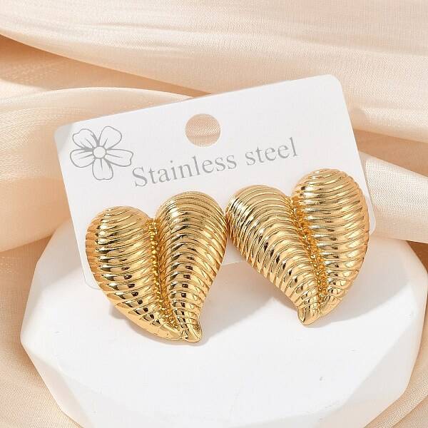 Heart 304 Stainless Steel Stud Earrings