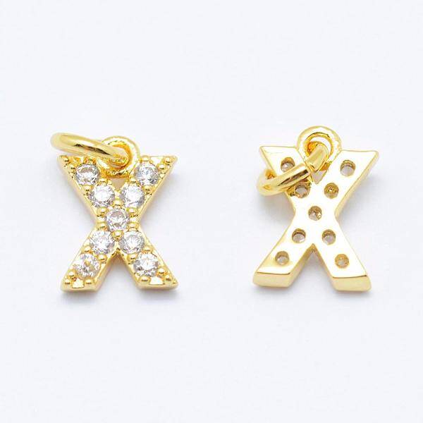 Brass Micro Pave Grade AAA Cubic Zirconia Charms