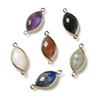 Natural Mixed Stone Faceted Connector Charms