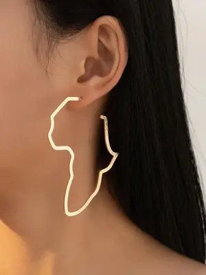 Irregular Map Design Hoop Earrings, 1 Pair Creative Fashion Jewelry for Women and Girls, Casual All-match Accessories for Par...