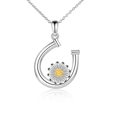 Sterling Silver Two-tone Flowers & Ring Holder Necklace for Women