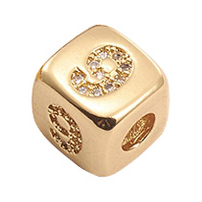 Brass Micro Pave Cubic Zirconia Beads