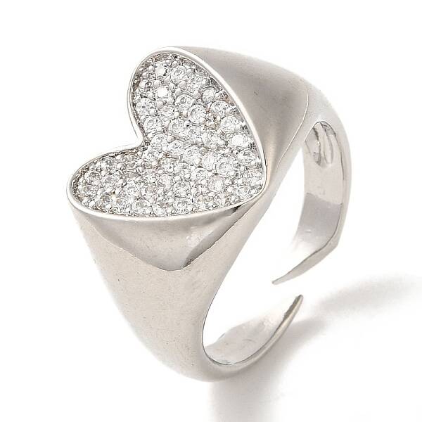 Rack Plating Brass Micro Pave Cubic Zirconia Cuff Rings