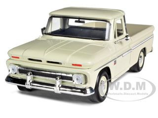 1966 Chevrolet C10 Fleetside Pickup Truck Cream 1/24 Diecast Model Car by Motormax