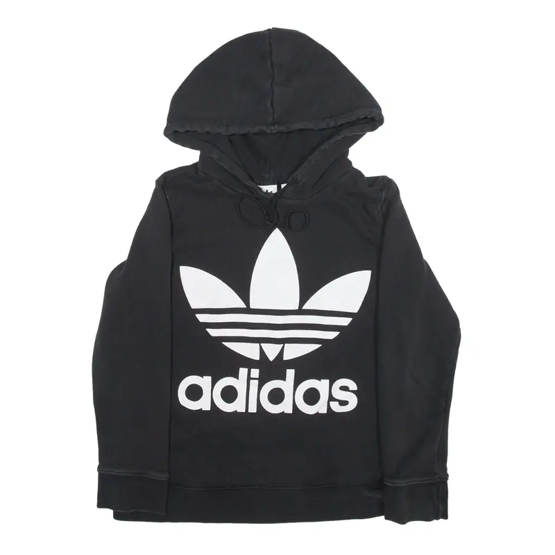 ADIDAS Hoodie Black Pullover Womens UK 14