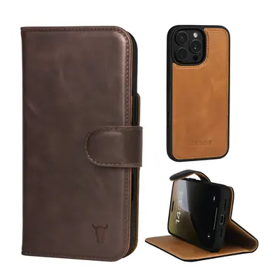 Apple iPhone 16 Pro 2-in-1 Leather Wallet Case (with Detachable Cover & MagSafe Compatible) - TORRO Signature / Dark Brown