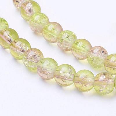 Spray Painted Crackle Glass Beads Strands