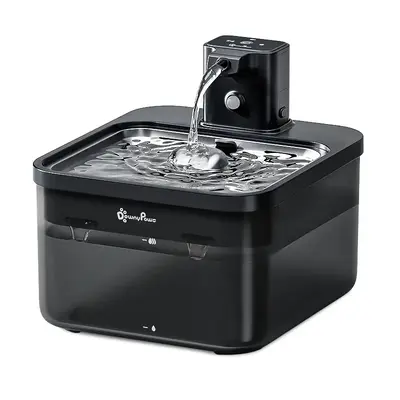 DownyPaws Battery Operated Cat Water Fountain Stainless Steel, 84oz/2.5L Fursink Wireless Pet Water Fountain for Cats Inside,...