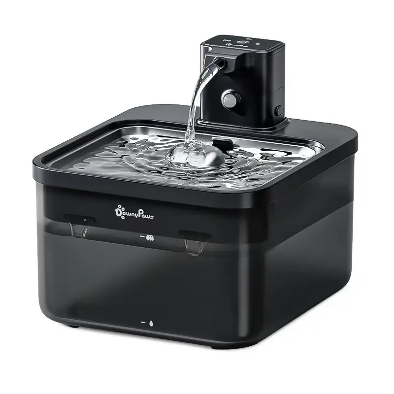 DownyPaws Battery Operated Cat Water Fountain Stainless Steel, 84oz/2.5L Fursink Wireless Pet Water Fountain for Cats Inside,...