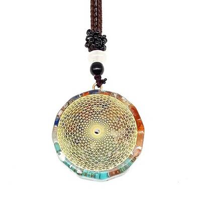 Resin & Natural & Synthetic Mixed Gemstone Pendant Necklaces
