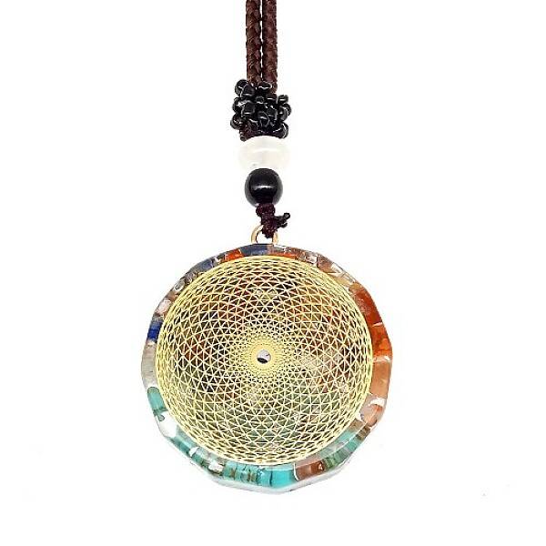 Resin & Natural & Synthetic Mixed Gemstone Pendant Necklaces