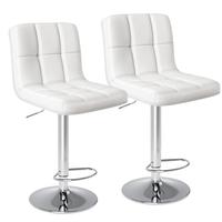 Sweet Furniture F Bar Stools Set of 2, PU Leather Adjustable Swivel Barstools, Armless Hydraulic Kitchen Counter Height Bar S...