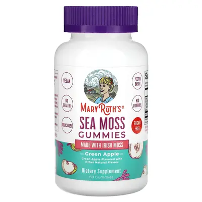 MaryRuth's Sea Moss Gummies, Green Apple, 60 Gummies (25 mg per Gummy)