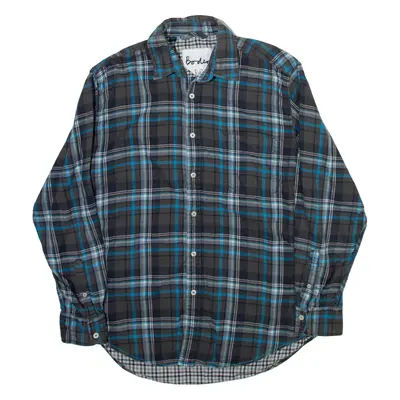 BODEN Mens Flannel Shirt Grey Check Long Sleeve M