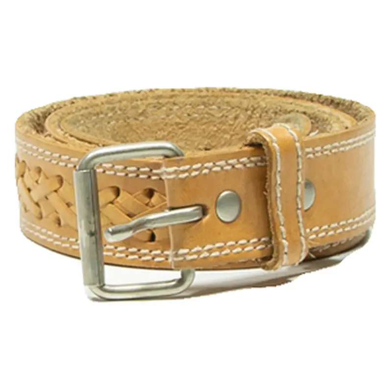 Womens Braided Belt Beige Leather 36
