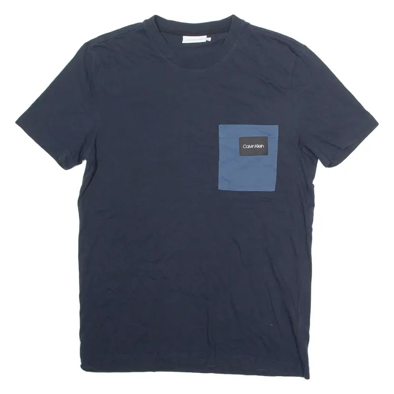 CALVIN KLEIN Mens T-Shirt Blue Crew Neck M