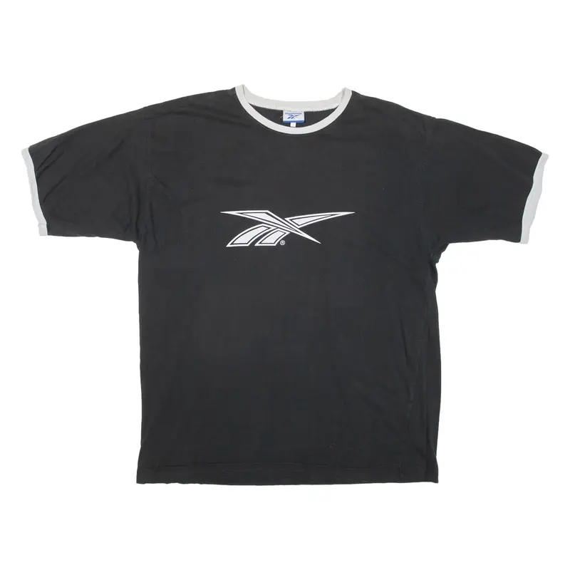 REEBOK Mens T-Shirt Black Crew Neck L