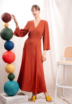 Dress Marocain Cre 10670_my Dress Rust | Color: RUST | Size: 2-M