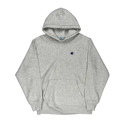 Reverse Weave Champion Hoodie - Large Grey Cotton Blend