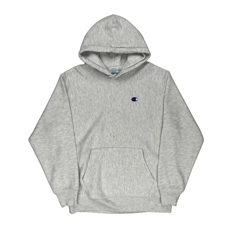 Reverse Weave Champion Hoodie - Large Grey Cotton Blend