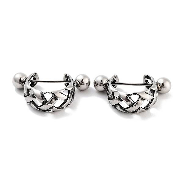 Hollow Cross 316 Surgical Stainless Steel Shield Barbell Hoop Earrings