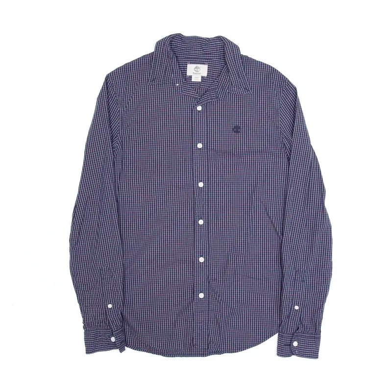 TIMBERLAND Blue Check Long Sleeve Shirt Mens S