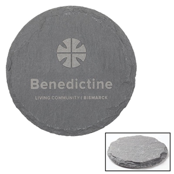 100 Custom Natural Slate Stone Round Coaster - Padded Feet