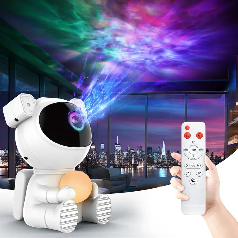 Astronaut Galaxy Projector Light, 2 in 1 Star Projector Light with Moon Lamp, Galaxy Night Light with 360° Adjustable & Remo...