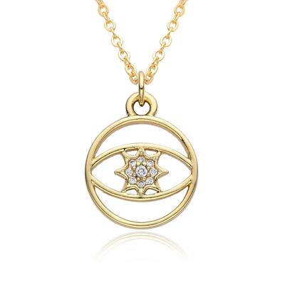 Brass Micro Pave Clear Cubic Zirconia Pendants Necklaces for Women