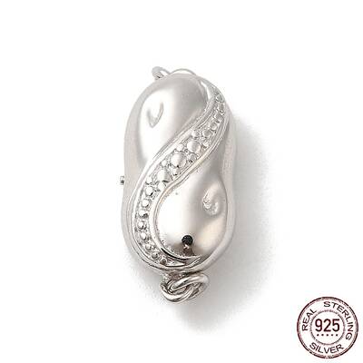 Rhodium Plated 925 Sterling Silver Peanut Bayonet Clasps