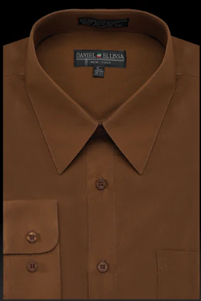 Brown Men's Regular Fit Dress Shirt - Basic Style