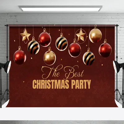 Red Gold Ball The Best Christmas Party Backdrop - Aperturee