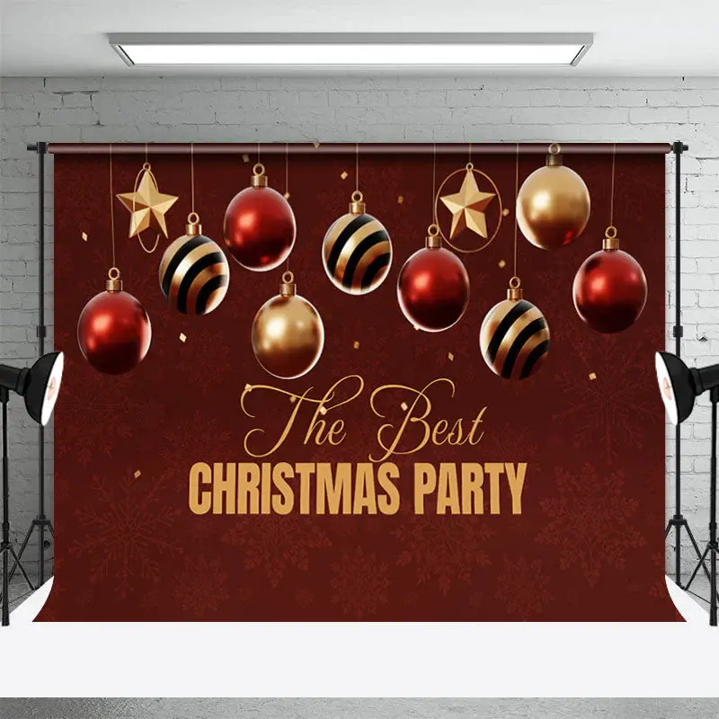 Red Gold Ball The Best Christmas Party Backdrop - Aperturee