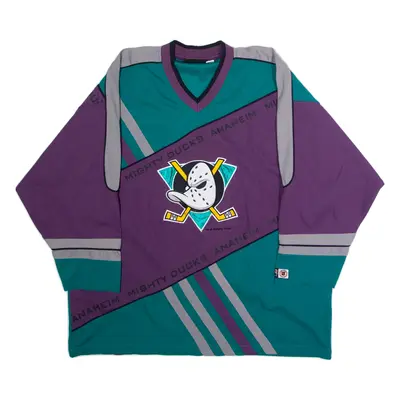 CMP Anaheim Mighty Ducks #26 Hockey Mens Jersey Purple 3/4 Sleeve 90s USA XL