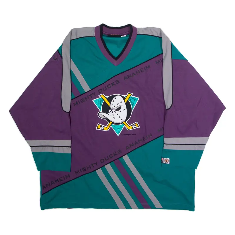 CMP Anaheim Mighty Ducks #26 Hockey Mens Jersey Purple 3/4 Sleeve 90s USA XL