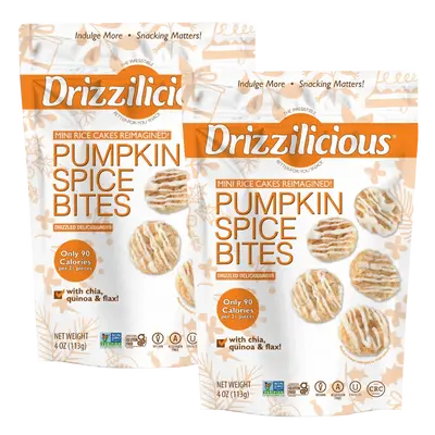 LIMITED EDITION Drizzilicious Pumpkin Spice Mini Rice Cakes - Vegan, Gluten-Free, Crunchy & Healthy Snack, 90 Calories per Se...