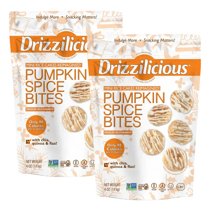 LIMITED EDITION Drizzilicious Pumpkin Spice Mini Rice Cakes - Vegan, Gluten-Free, Crunchy & Healthy Snack, 90 Calories per Se...