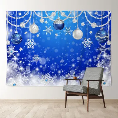 Aperturee Navy Blue Diamond Pearl Balls Snow Winter Backdrop