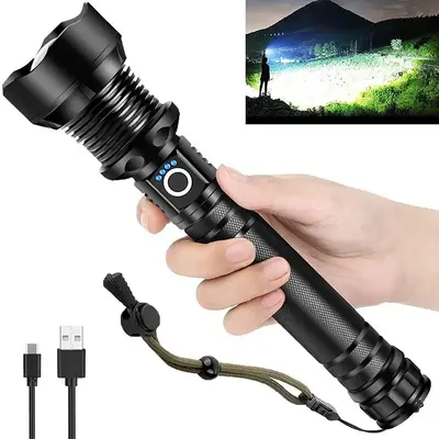 Rechargeable LED Tactical Flashlight, High Lumens Waterproof Flashlights for Men Special Use, Zoomable Flashlight for Outdoo...