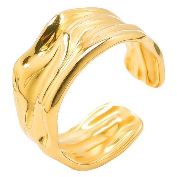 Minimalist Unisex Hammered Stainless Steel Open Cuff Ring