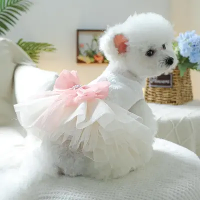 Cute Bowknot Decor Pet Dress, Princess Style Pet Dress with Bowknot Design, Pet Clothes for Small Dogs & Cats, Dog & Cat Clot...