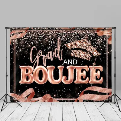 Rose Pink Glitter Grad And Boujee Backdrop For Photo - Aperturee
