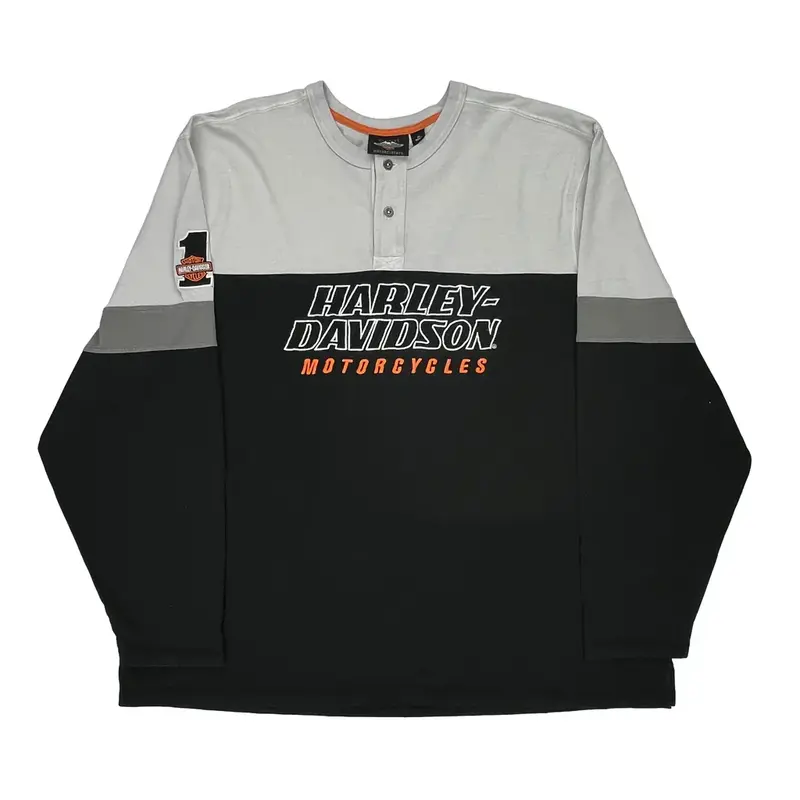 Motorcycles Harley Davidson Graphic Long Sleeve T-Shirt - 4XL Black Cotton