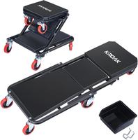 Creeper, 450 lbs Capacity  36 Inches 2 in 1 Z Creeper Seat  Garage Chair Adjustable Rolling Folding Car Creeper with 6 pcs Wh...