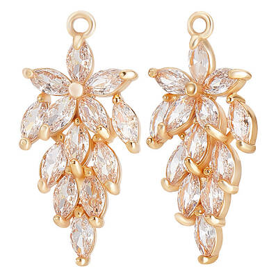 6Pcs Brass Micro Pave Cubic Zirconia Pendants