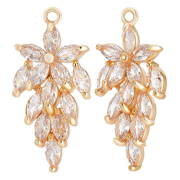 6Pcs Brass Micro Pave Cubic Zirconia Pendants