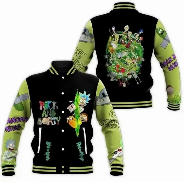 Popular Rickk And Mortyyy Bomber Baseball Jacket, Cartoon Varsity Jacket, TV Series Sport Shirt, Comfortable Unisex Bomber, T...
