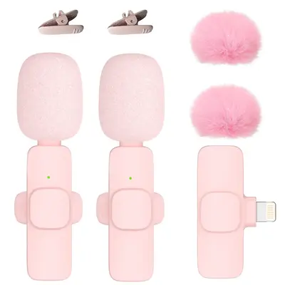 2 Pack Professional Wireless Lavalier Microphone for iPhone, iPad, Android, No Need App/Bluetooth, Portable Plug-Play Clip on...