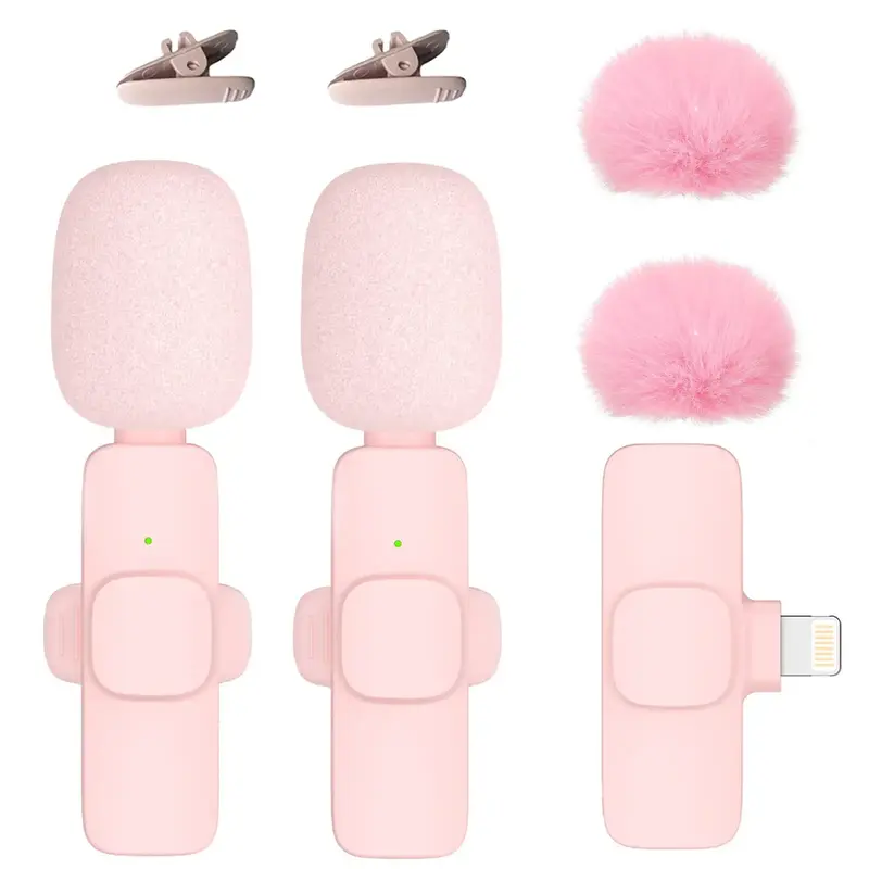 2 Pack Professional Wireless Lavalier Microphone for iPhone, iPad, Android, No Need App/Bluetooth, Portable Plug-Play Clip on...