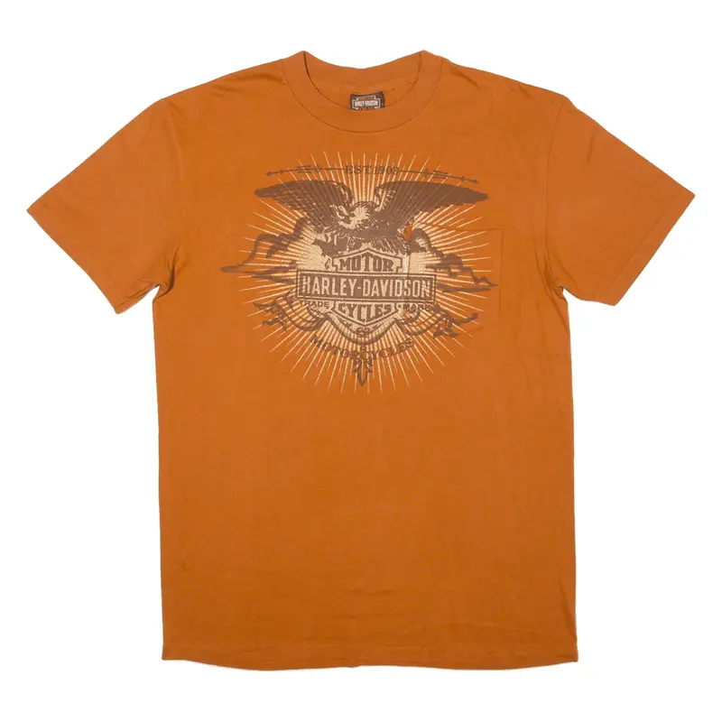 HARLEY DAVIDSON Smithfield Biker T-Shirt Orange Short Sleeve Mens L